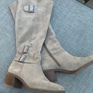 Franco Sarto Beige Suede Heeled Boots